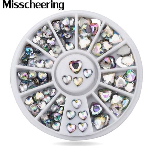 1 Pcs New Nail Art Decoration Rhinestones Mix Sizes Glitter Heart Design Nail Beads,DIY Manicure Wheel Nail Accessories