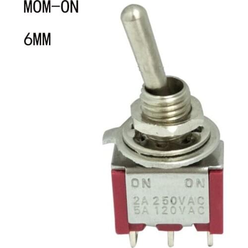 Smart Switch Momentary (ON)-ON 6MM RED 3 Pin CQC UL ROHS Silver Point New No Lock Toggle Switch 6A125V