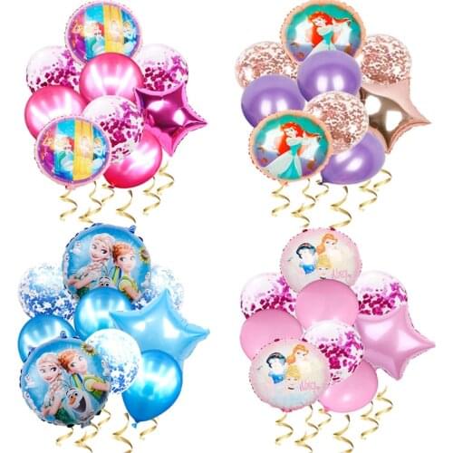 1set elsa Disney Frozen princess helium balloons confetti latex balls Baby shower birthday party decorations kids toys girl gift