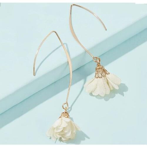 Boho Jewelry Rose Flower Earrings for Women Bijoux Femme 2020 Korean Gold Long Dangle Earrings Brincos Para As Mulheres Mujer