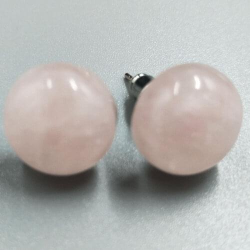 Free Shipping Women Fashion Jewelry 12mm Pink Crystal Round Beads Stud Earrings C5222