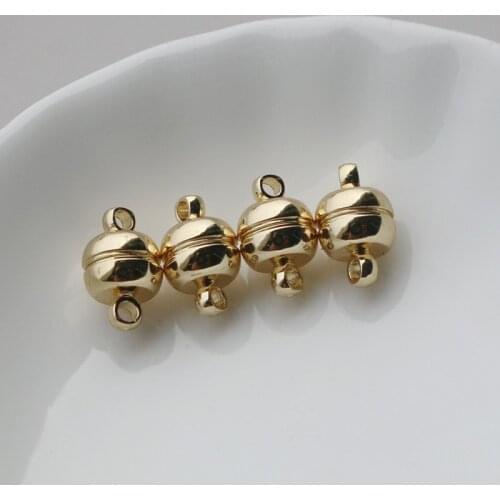 Gold color magnetic bar-shaped column ball round clasp buckle end magnetic closure for making jewelry 6mm 5pairs