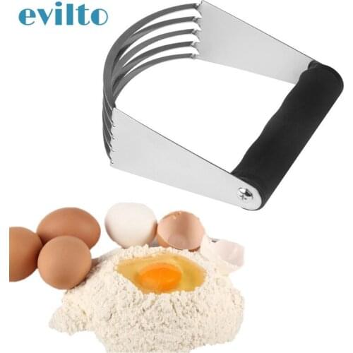 1pcs Manual Baking Dough Blender Stainless Steel Confection Durable Butter Blender Anti Slip Chef Pastry Cutter with Blades