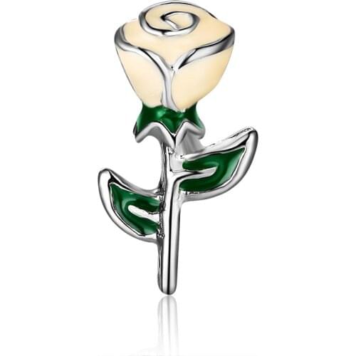 10pcs Champagne Rose Flower floating charms for Living glass locket