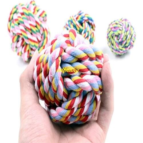 100pcs/lot 5.5cm 7cm 9cm Pet dog play ball toys dog cotton rope puppy play toys teeth cleaning toys