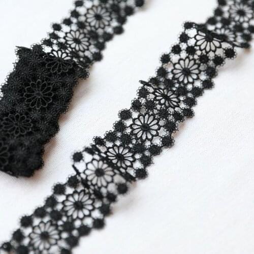 5meters/lot Water soluble flowers black lace hollow out lace trims clothing accessories 4.2cm wide X524