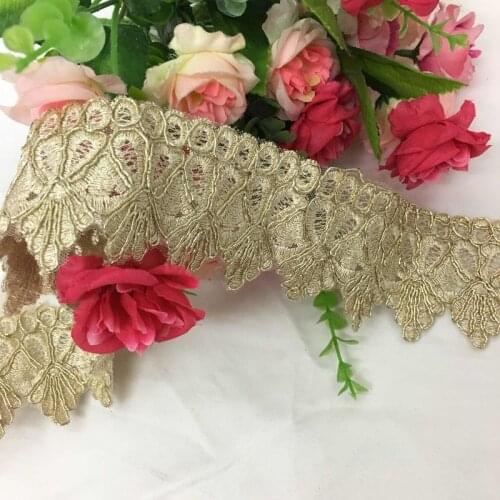 5Y/Lot Light golden lace wavy lace accessories decorative dress lace fabric