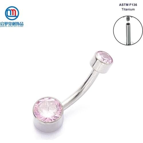 G23 Titanium Internally Threaded Pink Micro Navel Belly Ring