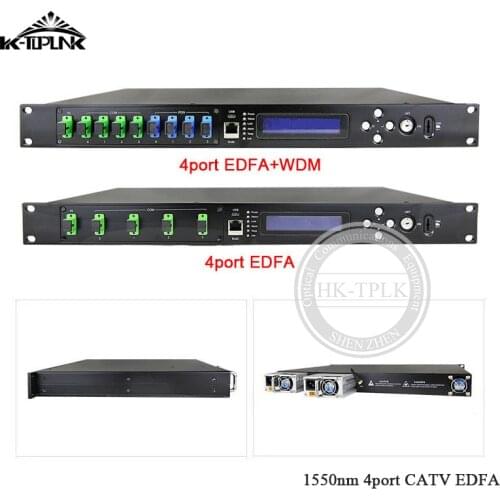 CATV EDFA optical fiber Amplifier 1310/1490/1550 WDM 1550nm 1U/ 80W 4port*21dbm sc/apc,sc/upc High power optical fiber Amplifier