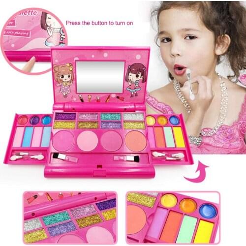 Princess Childrens Makeup Cosmetics Playing Box Set Safe Washable Playes Makeup Girl Toy Lipstick Eye Shadow Kit For Kids