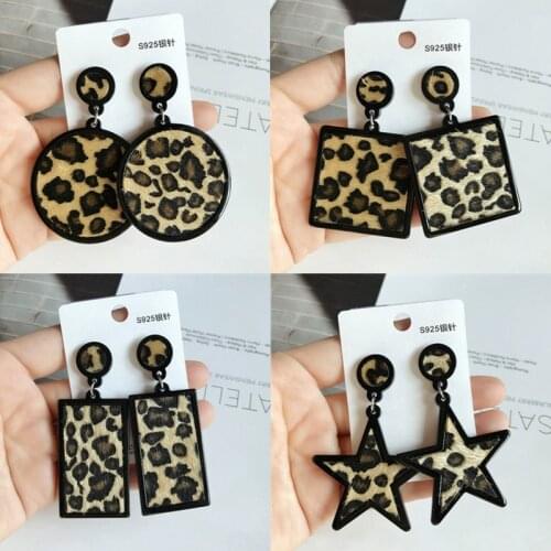 Statement Leopard Plush Drop Earrings For Women Geometric Big Round Square Long Dangle Earring Fashion Winter Jewelry Pendientes