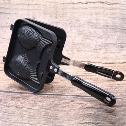 Home Japanese Non-stick Taiyaki Fish Shaped Bakeware Waffle Pan Maker 2 Molds