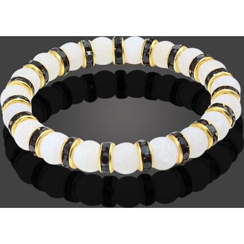 8mm White Natural Crack Stone Bracelet Colorful Crystal Beads Chakra Women Balance Bracelets Elastic Rope Wrist Chain Jewelry