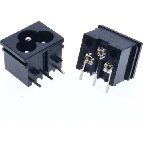 IEC320 C6 3Terminal AC Power Plug Inlet Socket AC 250V 2.5A Black three cores of weldable wire socket power supply