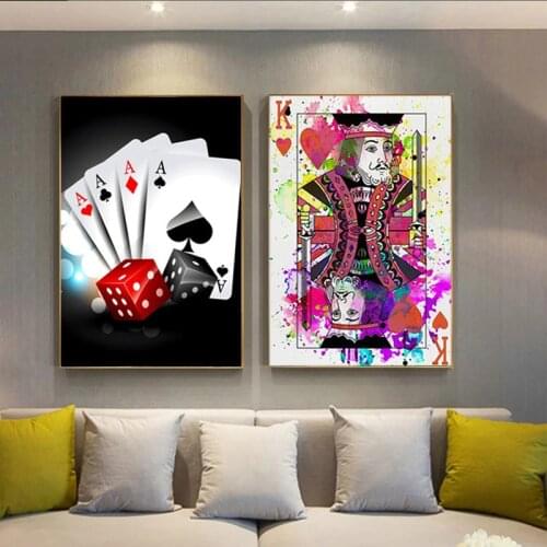 Classic Playing Cards K and A Canvas Painting Street Graffiti Modern Poker Posters and Print Pcture for Gaming Room Home Decor