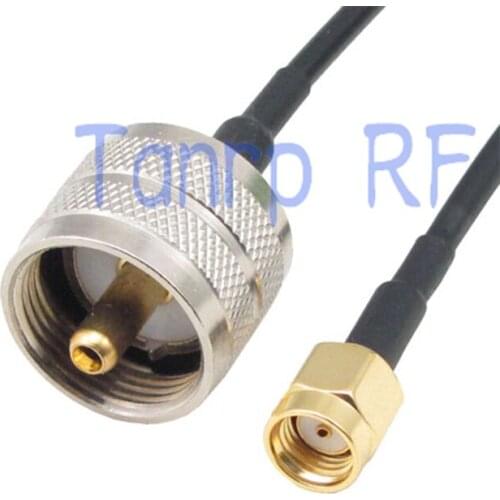 50CM Pigtail coaxial jumper cable RG174 extension cord 20in UHF male PL259 to RP-SMA male RF connector adapter