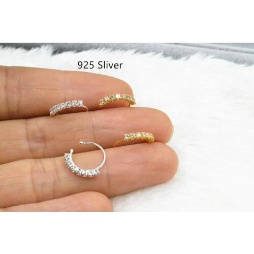 50pcs/lot Free Shipping 925 sterling silver nose ring nose studs Shine CZ Gems Body Piercing Jewelry NEW