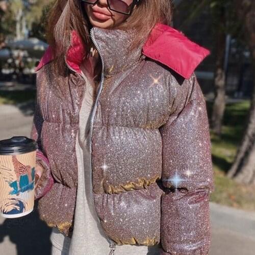 Womens Padded Puffer Coats Hooded Short Jacket Quilted Warm Outwear Zip Up Parka Coat