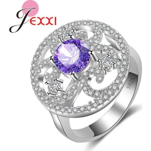Fashion Exaggerated Jewelry Silver Crystal Wedding Ring New Anel Feminino Valentines Day Gift Party Finger Rings