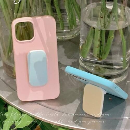 Korea Push-pull fold holder Ring soft silicon phone case for iphone 12 Pro MiNi 7 8 Plus X XS XR MAX 11 SE 2 6 Color Back Cover
