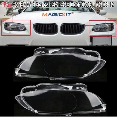 MagicKit Left/Right Car Headlight Lens For Bmw E92 E93 Transparent Cover Car Light Lens Coupe Convertible 3 Series M3 For BMW