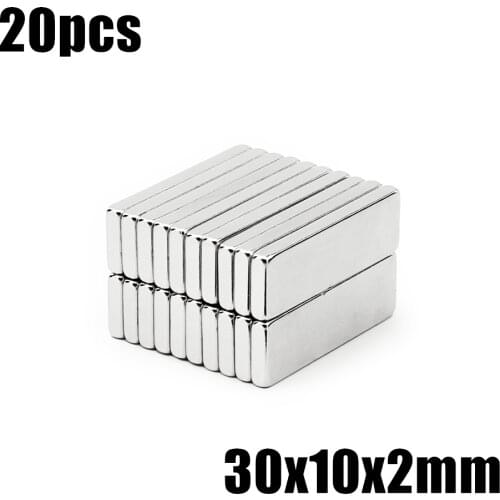 20pcs 30x10x2 Neodymium Magnet 30*10*2 mm N35 NdFeB Block Super Powerful Strong Permanent Magnetic imanes Block