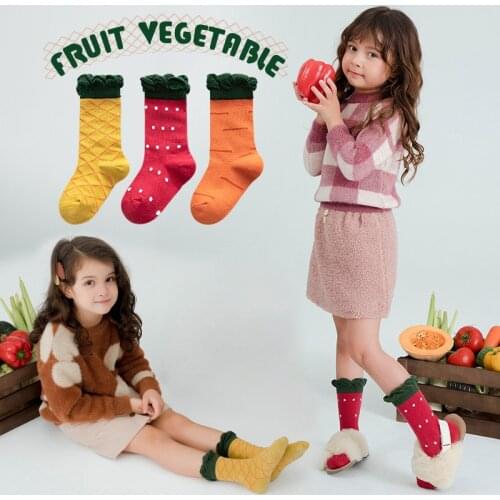 3 Pair/lot Kids socks cotton made Girls Mid socks Fungas Edge Fashion Korean pattern for Winter and Autumn Student socks