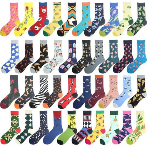 Men Socks Personality Funny Cotton Watch Flamingos Jacquard Design Hip Hop Streetwear Crew Socks Gifts Men Brand Unisex Sokken