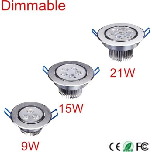 New arrived 9W 15W 21W Dimmable led downlight lighting lamp AC85-265V led cabinet light Indoor lighting Warm/Natural/Cold White