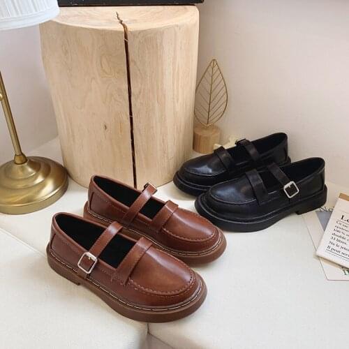 New Fashion Round Toe Womens Flats Shallow Mouth Mary Jane Women Flats Concise Ankle Strap Ladies Casual Flat Shoes U19-17