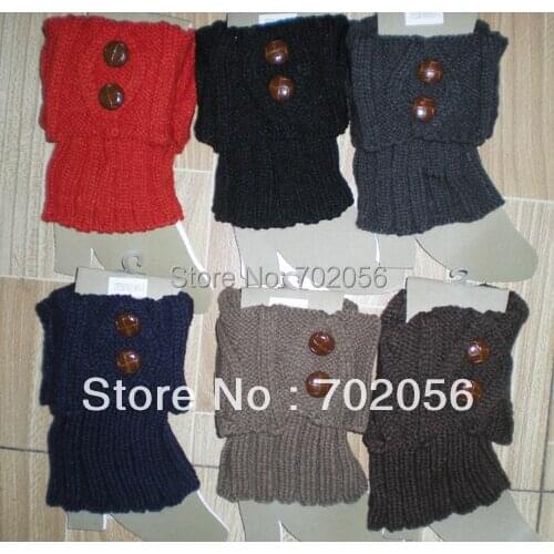 Solid Winter button Knit Crochet Acrylic Leg Warmers Boot Covers Women Dance wear 20 pairs/lot mixed #3401