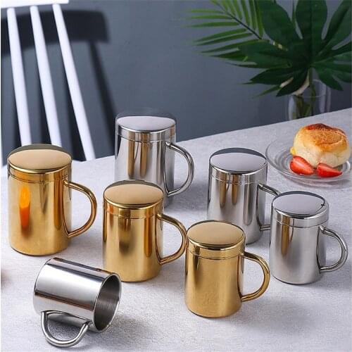 304 Stainless Steel Restaurant Anti Scalding Water Cup Home kindergarten Students Anti Fall Beer Mug With Lid