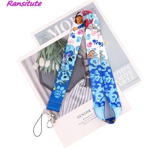 Ransitute R2180 Cartoon Blue Dog Key Chain Lanyard Gifts For Child Students Friends Phone USB Badge Holder Necklace Accessories