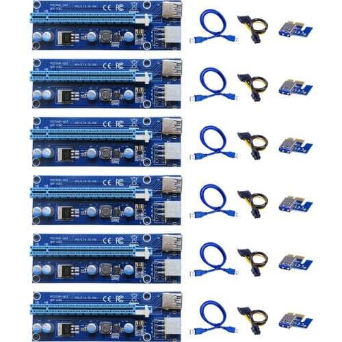 50Pc VER006C PCI-E Riser Card PCI Express PCIE 1X to 16X Extender Adapter USB3.0 Cable SATA 15Pin to 6Pin Power for Mining Miner