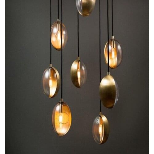 Postmodern industrial style chandelier simple personality creative light luxury restaurant copper bar LED long chandelier