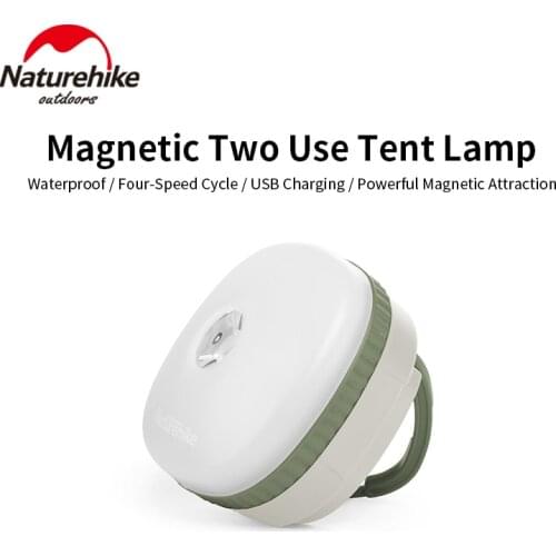 Naturehike Ultralight 70g Portable Camping Lamp Magnetic Tent Lamp Adjustable Hook LED Lamp Two Use Lamp Waterproof 1200mAh