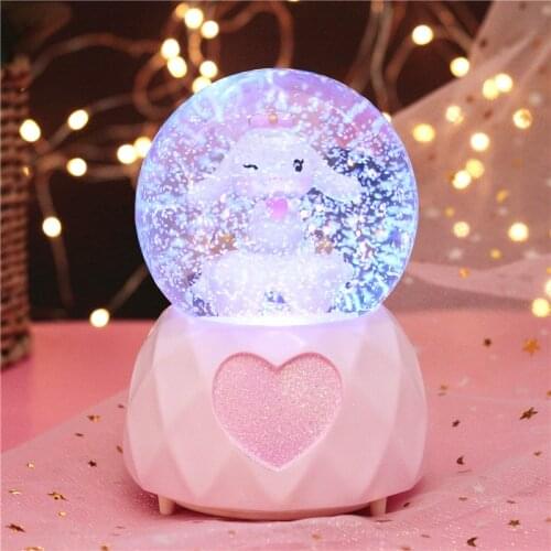Modern beautiful ins wind fantasy long ear rabbit glitter music snowflake crystal ball resin decoration birthday gift