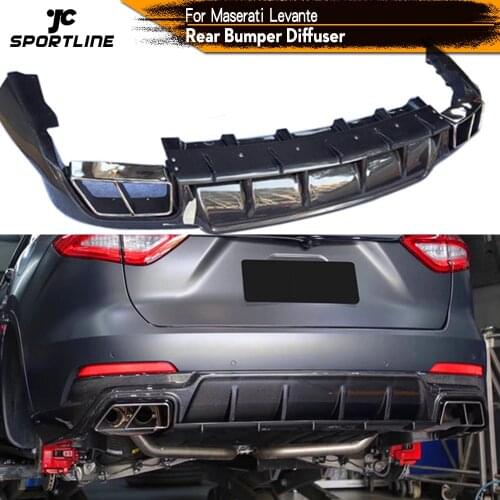 Rear Diffuser Spoiler with Exhaust Tips Fit For Maserati Levante 2016 2017 2018 2019 2020 Carbon Fiber Car Bumper Guard