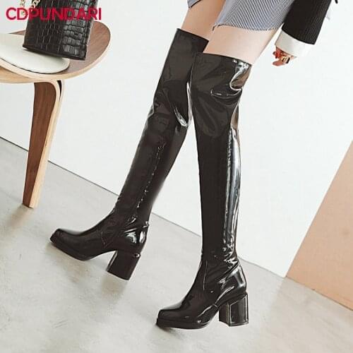 Black High Heels Platform Over The Knee Boots Women Sexy Thigh High Boots Ladies Autumn Winter Long Boots Shoes Cuissarde Femme