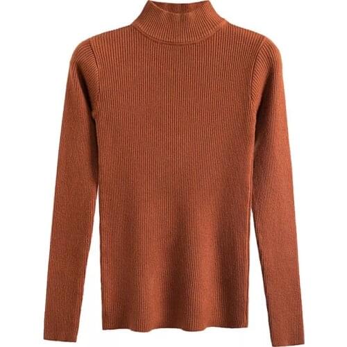 On sale 2019 autumn winter Women Knitted Turtleneck Sweater Casual Soft polo-neck Jumper Fashion Slim Femme Elasticity Pullovers