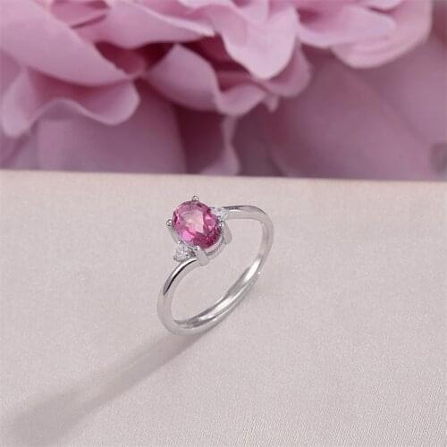 Natural Pink Topaz Gemstone Rings For Women Fine Jewelry Solid 925 Silver Adjustable Ring Wedding Engagement Bridal Anel R-TO016