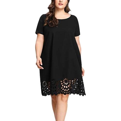 Tops Solid Dress Women Dress Summer Plus Size Short Sleeve V-Neck Plus Size Bandage Ladies Dresses Large Sizes Vestido De Mujer