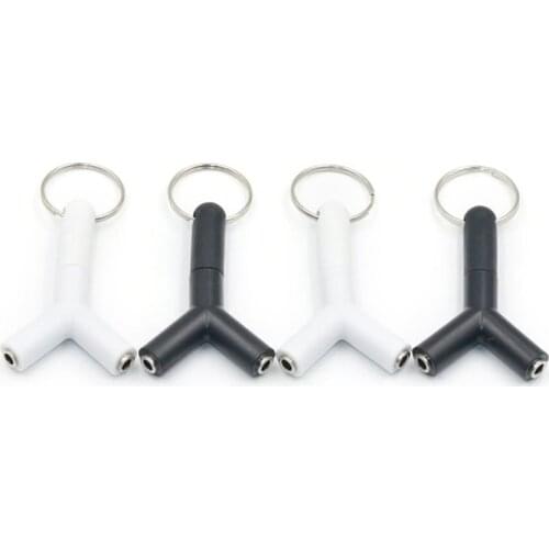 1pc 3.5mm Jack Mini Y Shape Two-way Headphones Splitter Double Jack Audio Headset Splitter Connector Adapter Keyring Accessory