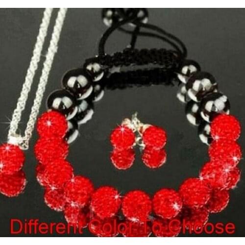 10mm 4pcs/lot mixed white multicolor disco Ball bead set Bracelets earrings silver plated chain necklace r6745