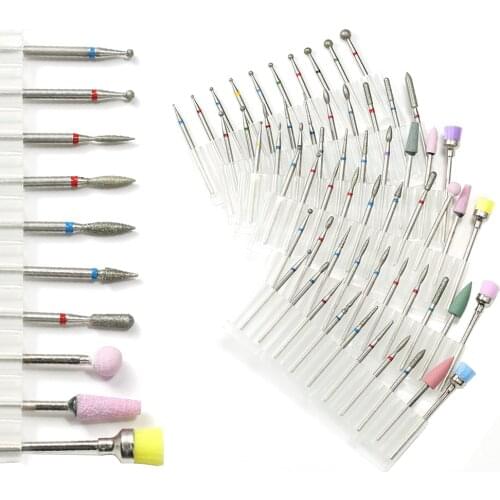 10pcs/set Diamond Nail Drill Bit Electric Machine Milling Cutter for Manicure Rotary Burr Cuticle Clean Nail Art Accessories