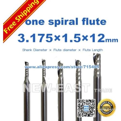 100Ppcs 3.175x1.5x12mm one spiral flute carbide bits 3.175*1.5*12mm for Acrylic PVC MDF