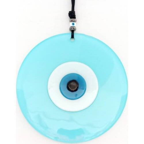 20 Centimeter Handmade Glass Wall Ornament With Light Turquoise Color Evil Eye Beads