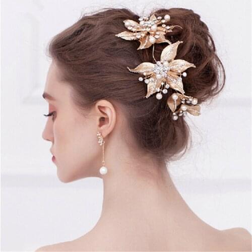 2020 Bridal Soft Headbands Jewelry Baroque Strip Headdress Vintage Bride Wedding Accessories Golden color Tiara Flower Headbands
