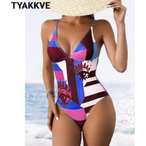 2020 Sexy One Piece Swimwear Patchwork Print Swimwear Women Swimsuit Backless Bathing Suit Sport Monokini Bikini Beach Wear