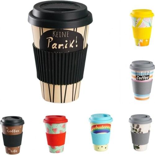 470ml Coffee Mug Decal Design Insulation Portable Bamboo Fiber Degradable Water Cup for Travel Home Office Drinkware